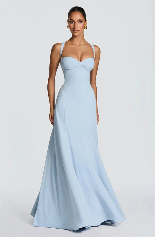 Solid Strap Tie Up Maxi Dress