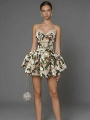 Sequin Floral Embroidery Corset Mini Dress