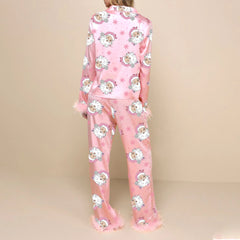 Santa/Christmas Print Shirts Top and Pants Loungewear Set