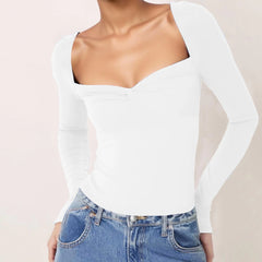 Sweatheart Neck Long Sleeve Top