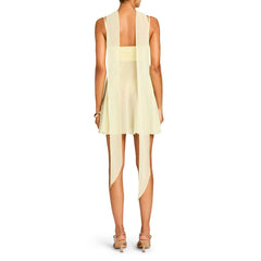 Spaghetti Strap Mesh Mini A-line Dress with Scarf