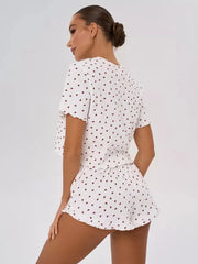 Printed Crop Top And Shorts Sleepwear Set