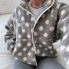 Polka Dot Fuzzy Fleece Jacket