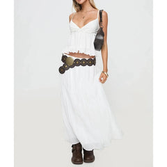 V-Neck Embroidery Smocked Babydoll Top