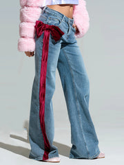 Red Velvet Bowknot Jeans
