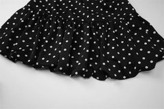 Black Polka Dot Wrap Around Puff Hem Mini Dress