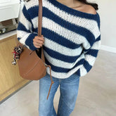 Striped Crew Neck Knit Sweater