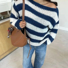 Striped Crew Neck Knit Sweater
