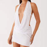 White halter neck dress-front view