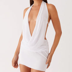 White halter neck dress-front view