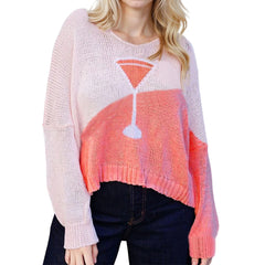 Pink Wine Glass Pattern Sweater