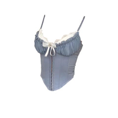 Ruffle Lace Bowknot Buckle Corset Top