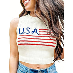 USA Knit Crop Vest