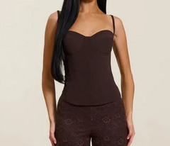 Spaghetti Strap Back Lace Up Corset Top