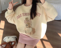 Rabbit Print Plush Sweater
