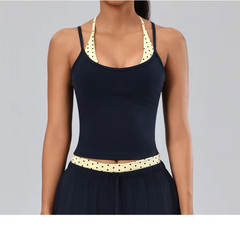 Polka Dot Layered Tank Top And High Waist Wide Leg Pants Set