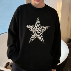 Black Leopard Star Print Sweatshirt