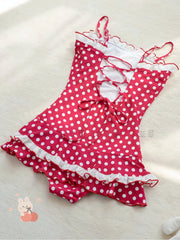 Red Polka Dot Cherry One Piece Swimsuit