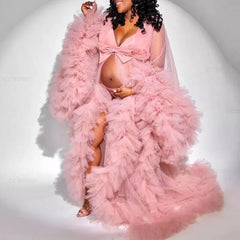Long Tulle Fluffy Sleepwear Robes