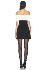 Ribbed Off-Shoulder Diamond Bow Dress