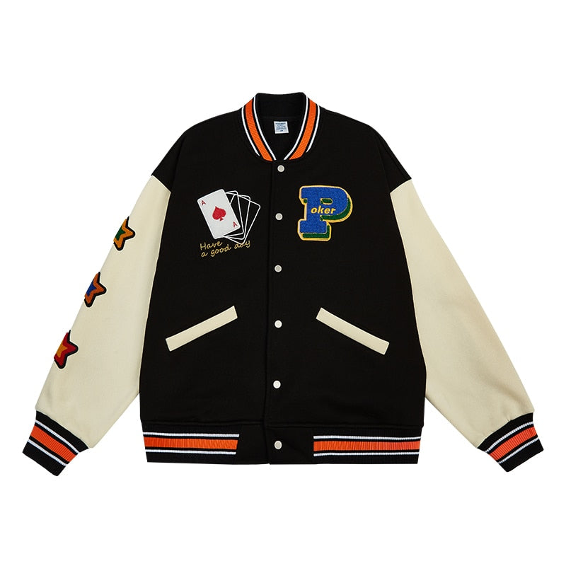 Lucky Embroidery Varsity Jacket – Free From Label