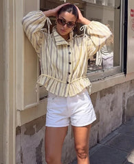 Stripe Drawstring Jacket