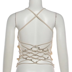 Backless Criss-Cross Strappy Detail Crop Top