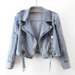 Denim Cropped Trench Jacket