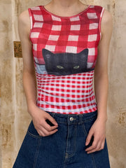 Cat Digital Print Top