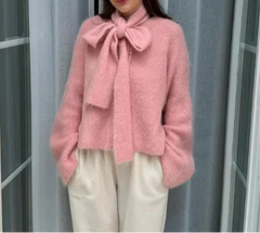 Pink Bow Knitted Sweater