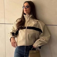 Color Block t Contrast Stripe Zip Up Track Jacket