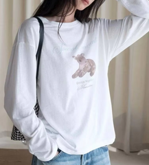 Long Sleeve Deer Letter Print Top