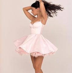 Satin Tulle Frill Strap Mini Dress - Free From Label