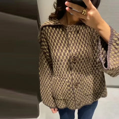 Kniited Pattern Button Up Plaid Cardigan