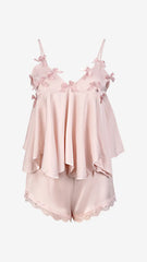 Bow Cami Top And Elastic Shorts Pajama Set