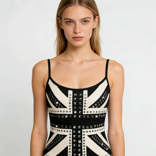 Flag Print Studded Cami Top