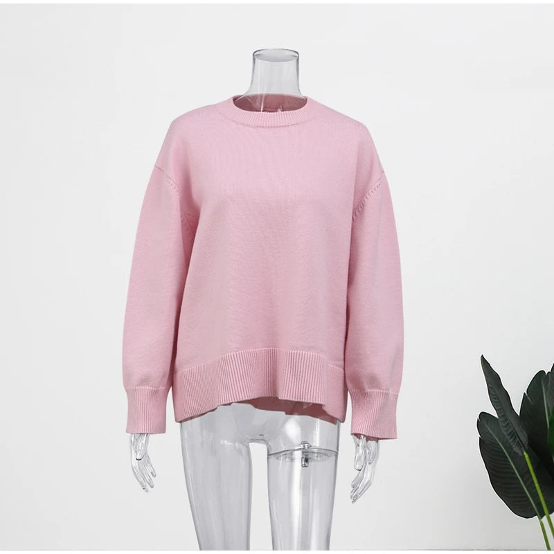 Solid Long Sleeve Knit Pullover