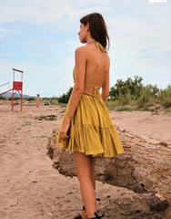 Strappy Mesh V-neck Mini Dress