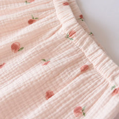 Cotton Peach Print Short-sleeved Shirt And Shorts Pajama Set