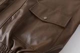 Faux Leather Lining Bomber Jacket
