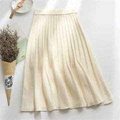 Long Pleated Knit Skirt