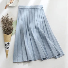 Long Pleated Knit Skirt