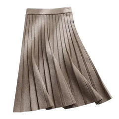 Long Pleated Knit Skirt