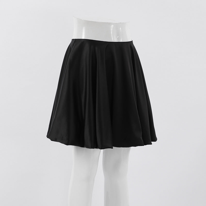Puff Pleated High Waist Mini Skirt