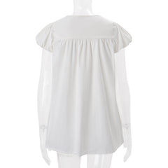 White Round Collar Puff Sleeve A-Line Mini Dress