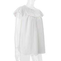 White Round Collar Puff Sleeve A-Line Mini Dress