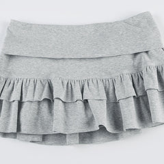 Pleated Low Waist Layered Mini Skirt