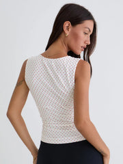 Polka Dot Sleeveless V-Neck Tank Top