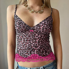 Pink Leopard Print Sheer Cami Top - Free From Label