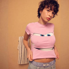 Cars Cartoon Print Crop Top